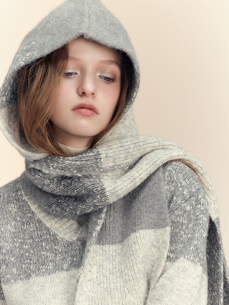 Knit Multi Border Retro Simple Hat&Muffler