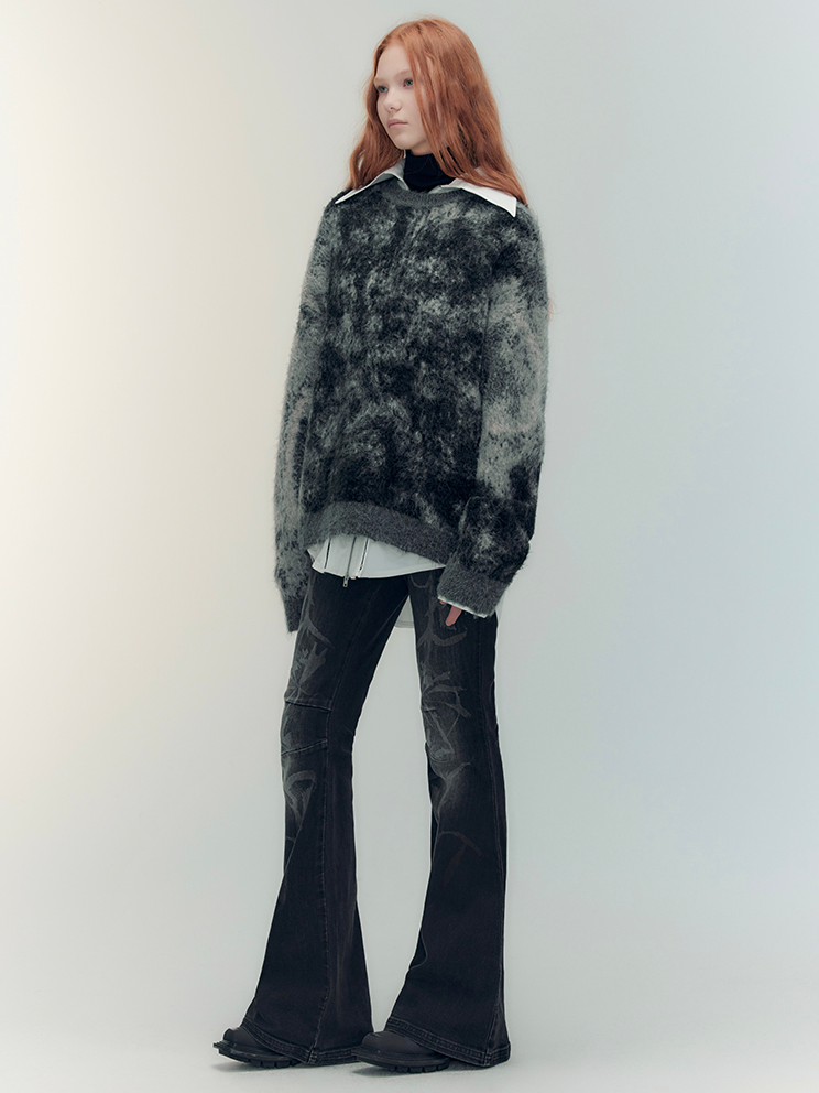 Tie-Dye-Crew-Hals Retro Oversize Strick