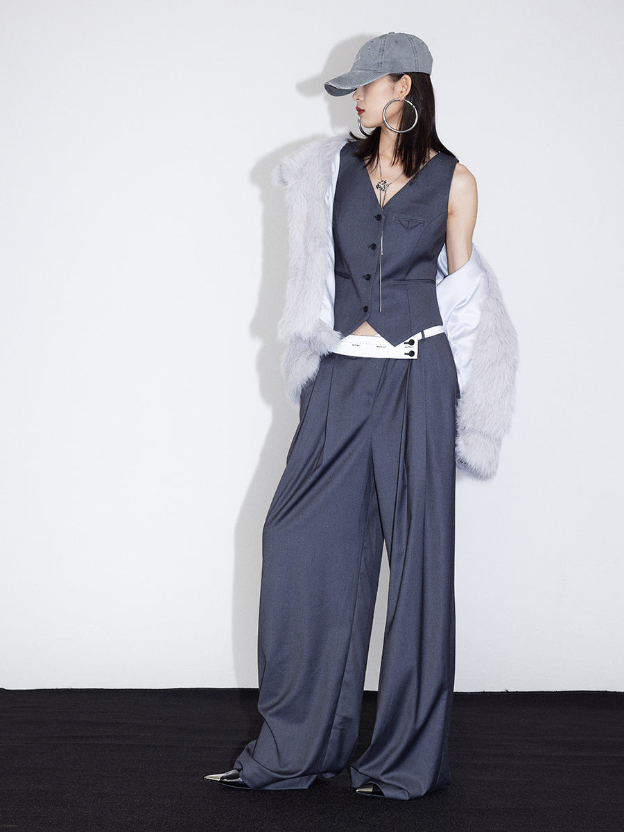 스탠드 콜라 고급 고급 푸른 털 자켓