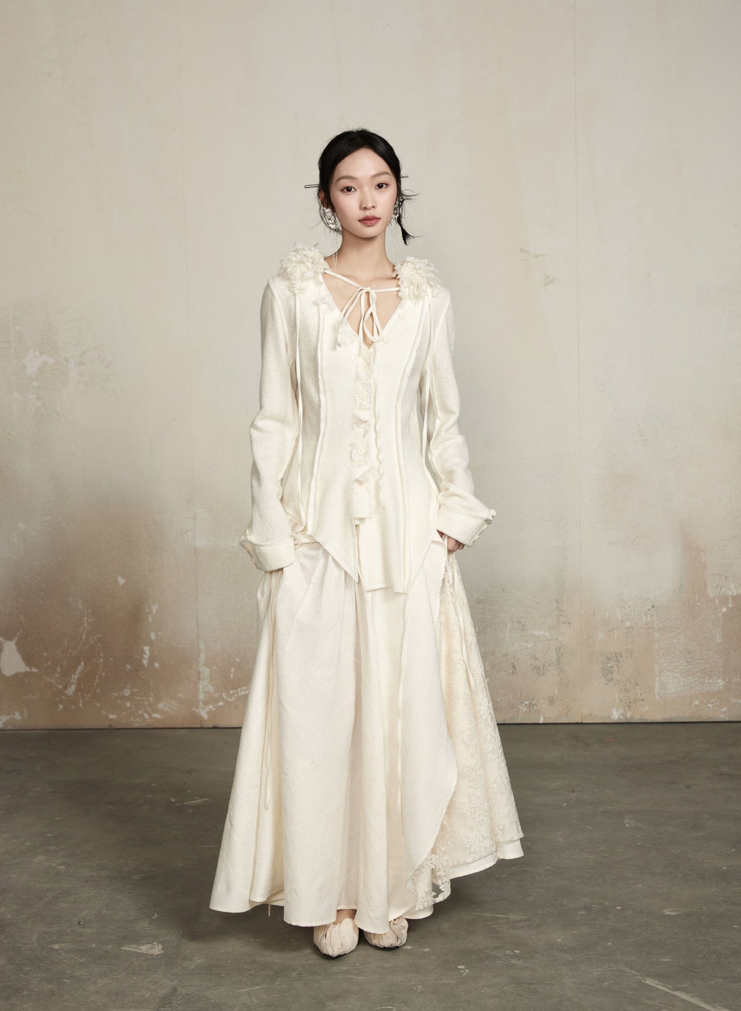 Blume Spitze edelische Asymmetrie Maxi süßer eleganter Langstachel