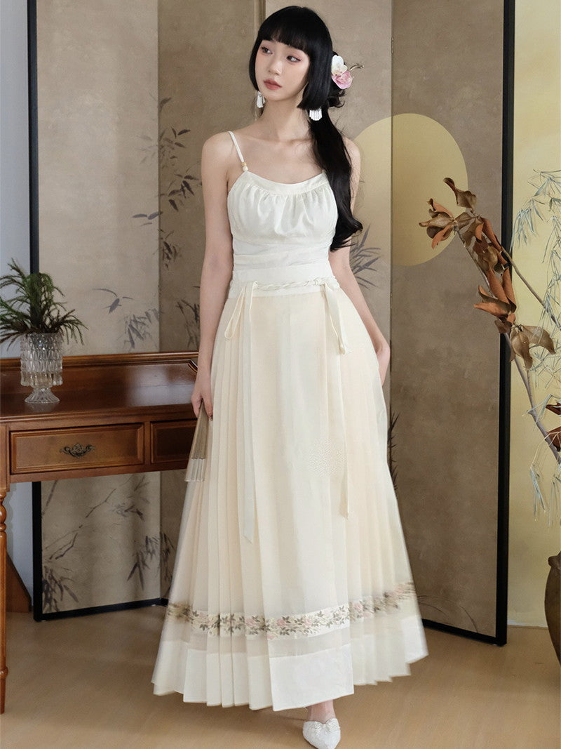 꽃 자수 비대칭 레트로 슬림은 카미솔을 수집합니다