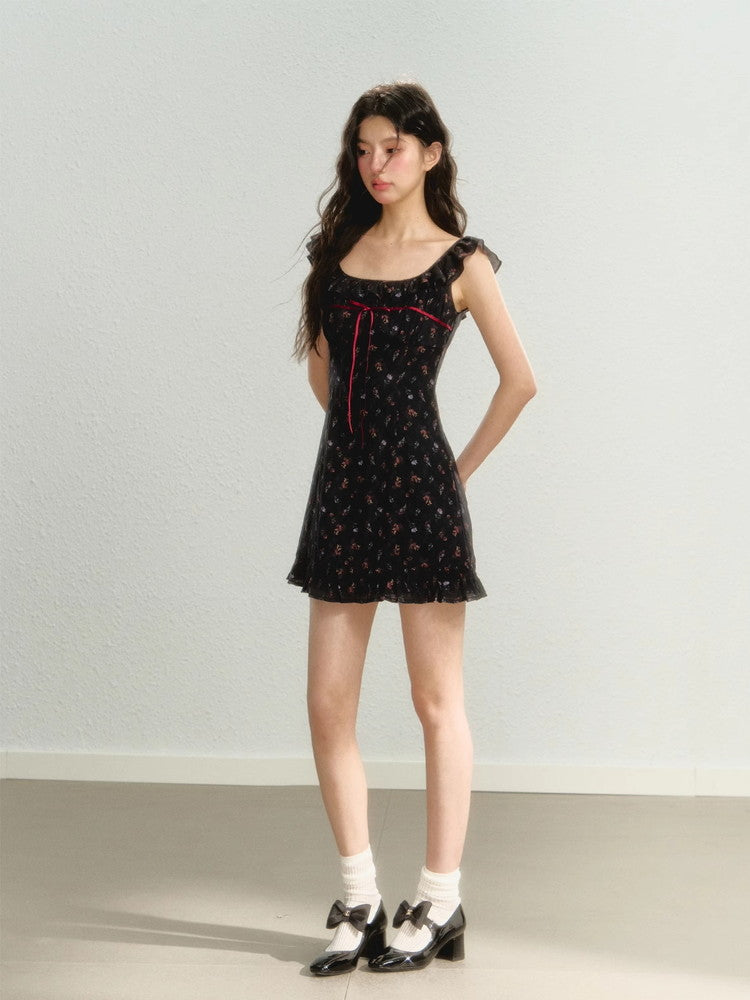 Flower Frill Feminine Short Sweet Dress