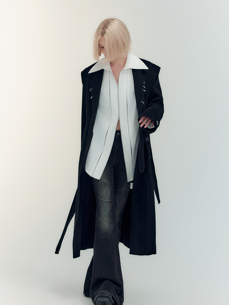 하이엔드 울 니치 버튼 쿨 롱 코트