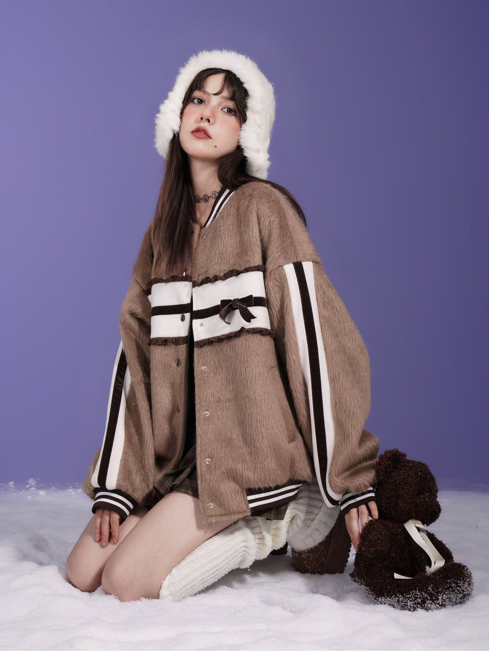 Retro Stadium-Jumper Casual Boa-Blouson Retro Stadium-Jumper