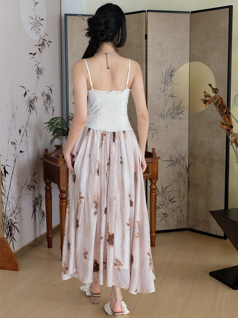 꽃 자수 비대칭 레트로 슬림은 카미솔을 수집합니다