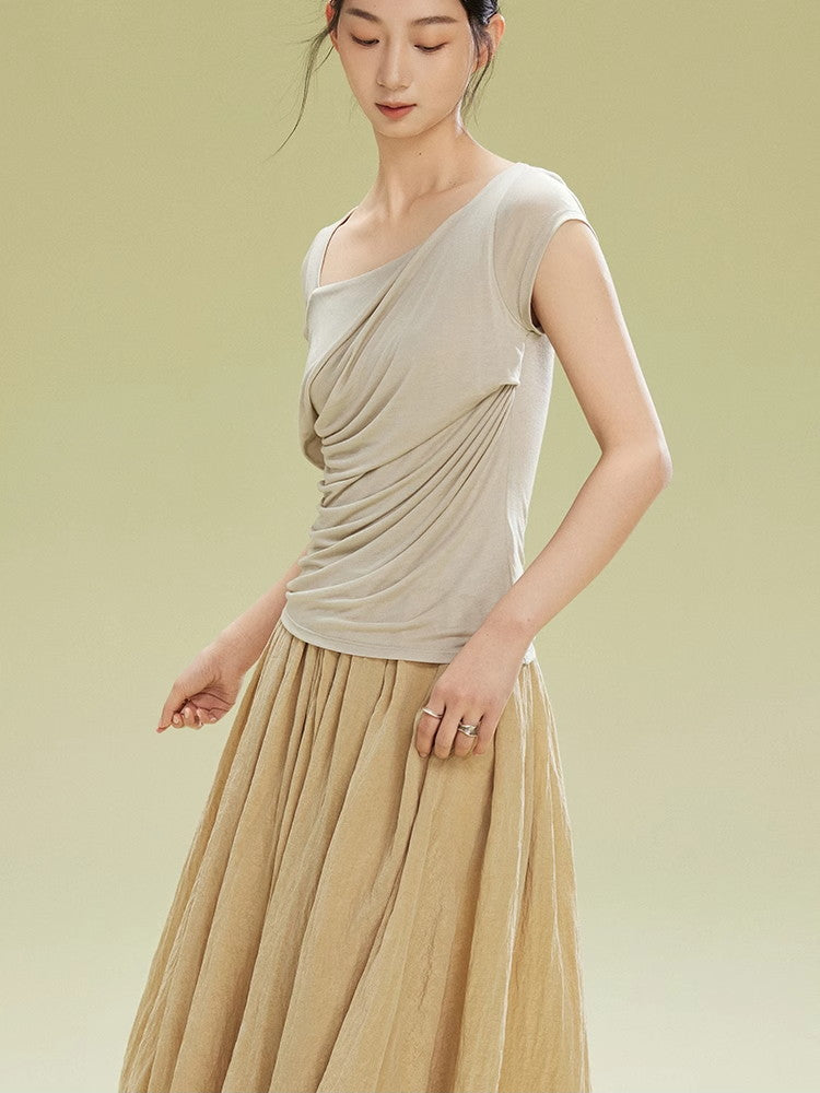 Drape Square-Neck Elegant Thin Plain Cutsew