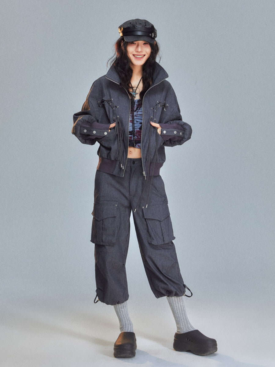 Casual Cropped Side-Pocket Sporty Cargo-Pant