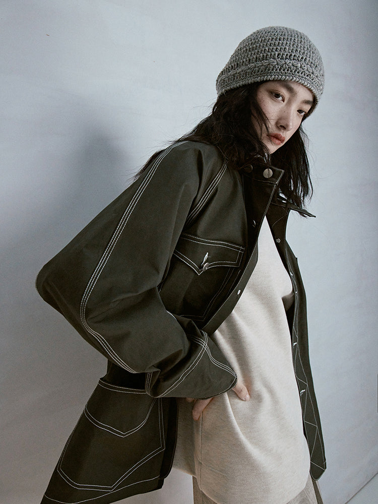 Stitch Oversize Casual Retro Jacke
