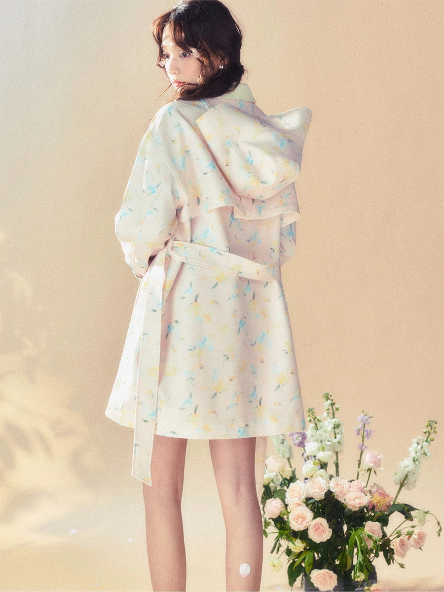 Blume Hoodie Retro süße süße mittlere Trenchcoat