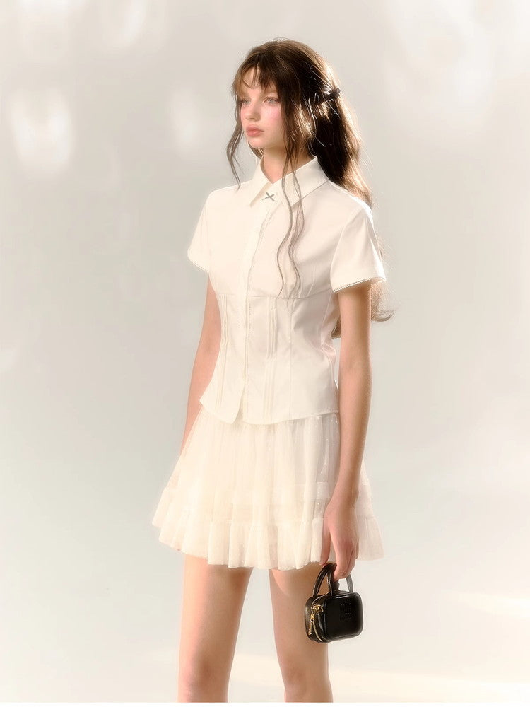 Lace Tiered Sheer Feminine Skirt