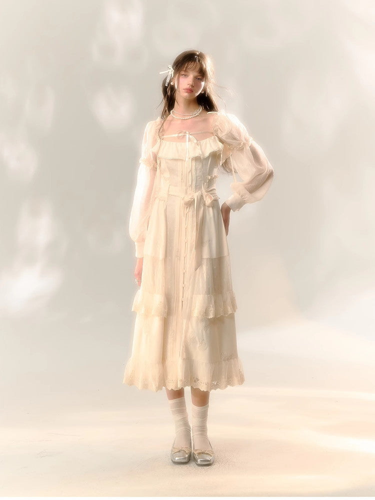Long-Sleeve Lace Sheer Ballon Bolero