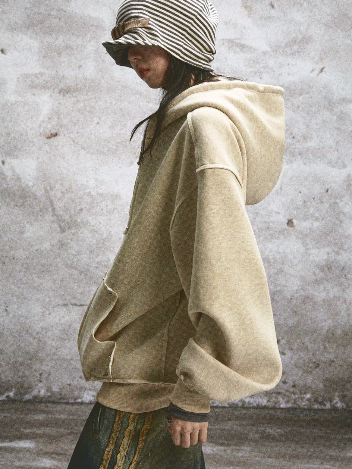 Hoodie Sweat Retro Balloon-Sleeve Oversize Parka