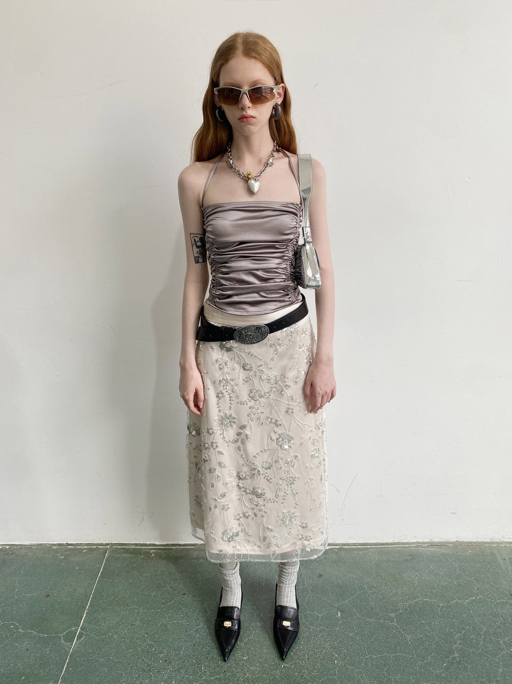 광택있는 드레이프 꽉자는 카미솔