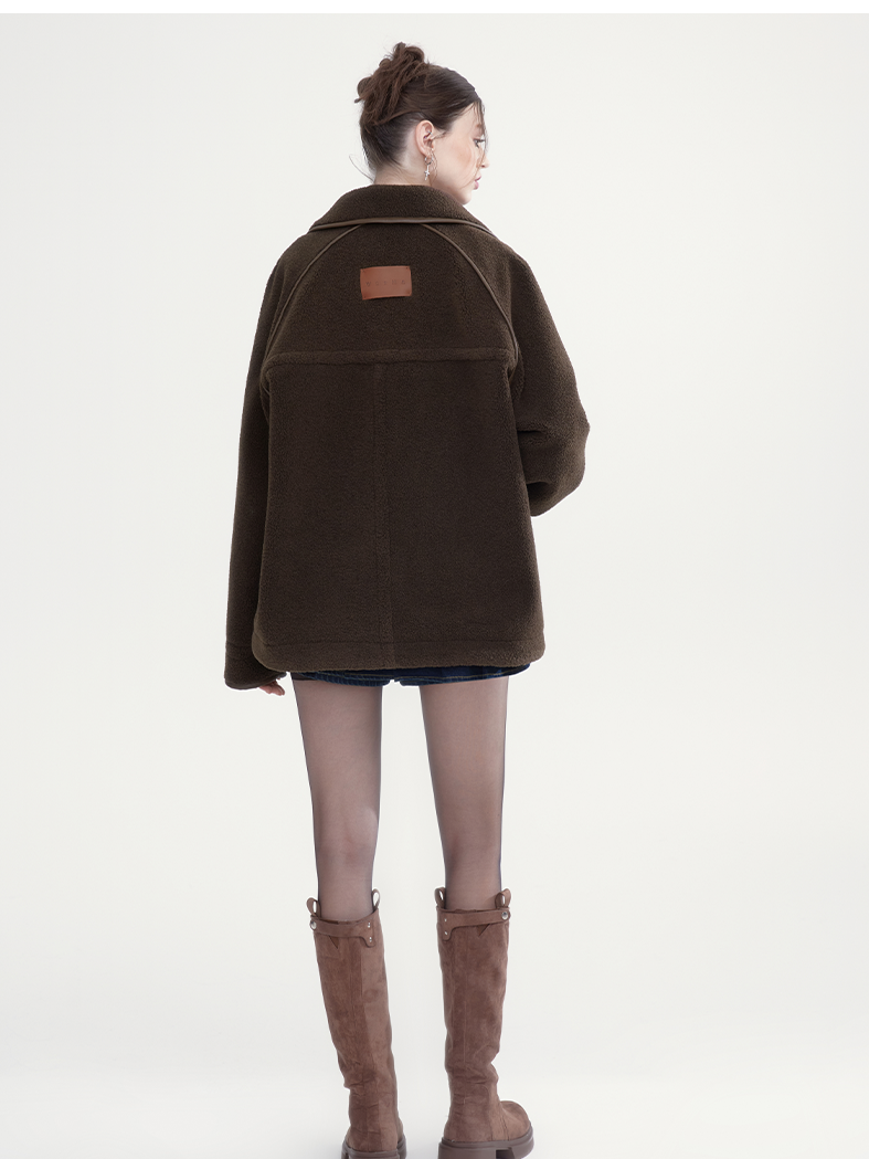 Middle Boa warmer Retro lässig bi-color Big-Pocket-Mantel