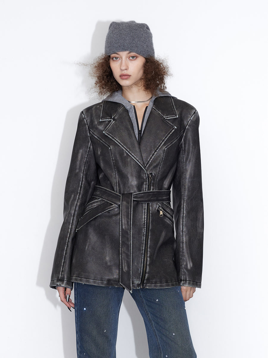 Stich Retro Vintage High-End Leder-Jacke