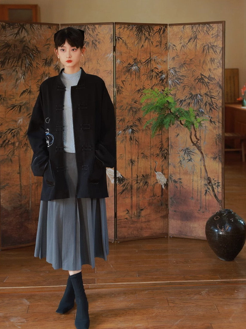 중국 자수 벨벳 고급 대형 재킷