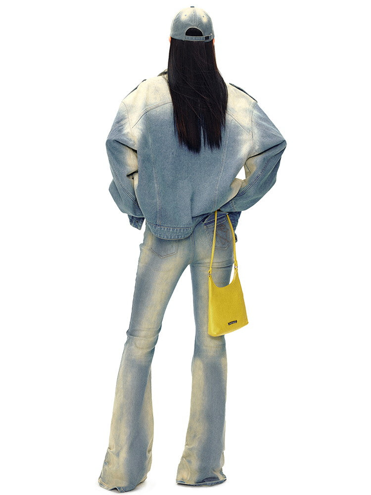 오버 사이즈 워시 드 캐주얼 드롭 어깨에 드레임-재킷