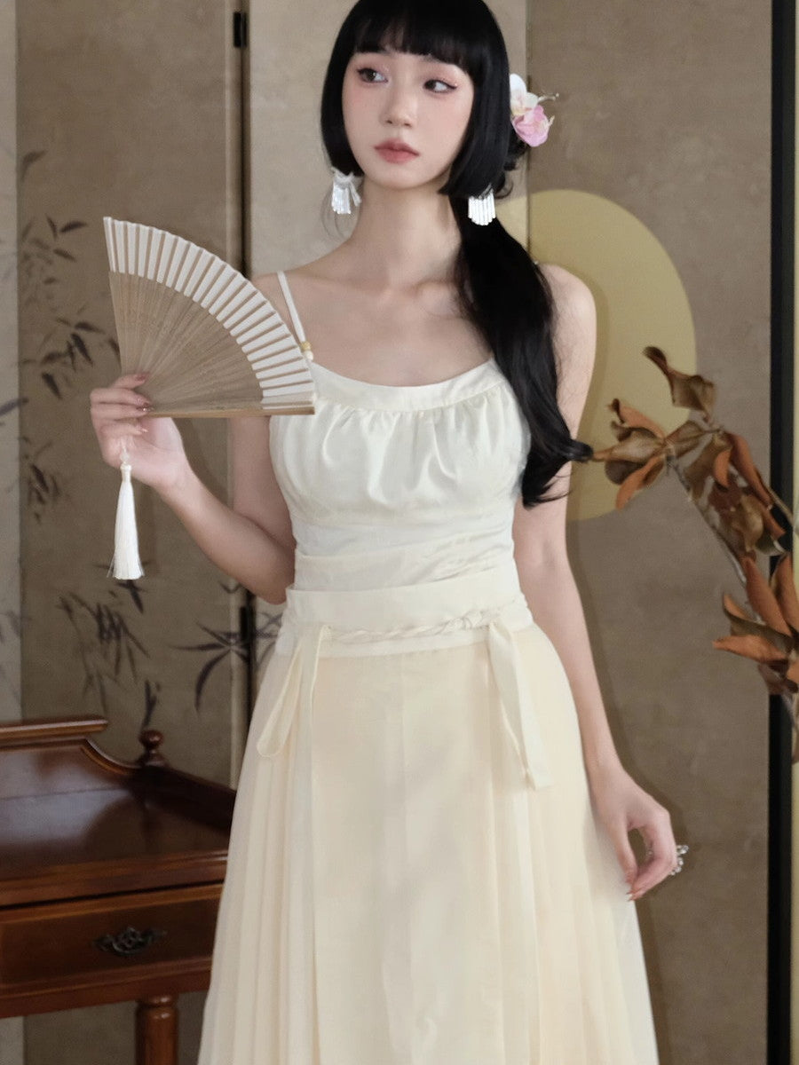 Embroidery Flowr Retro Sheer Box-Pleats Long-Skirt