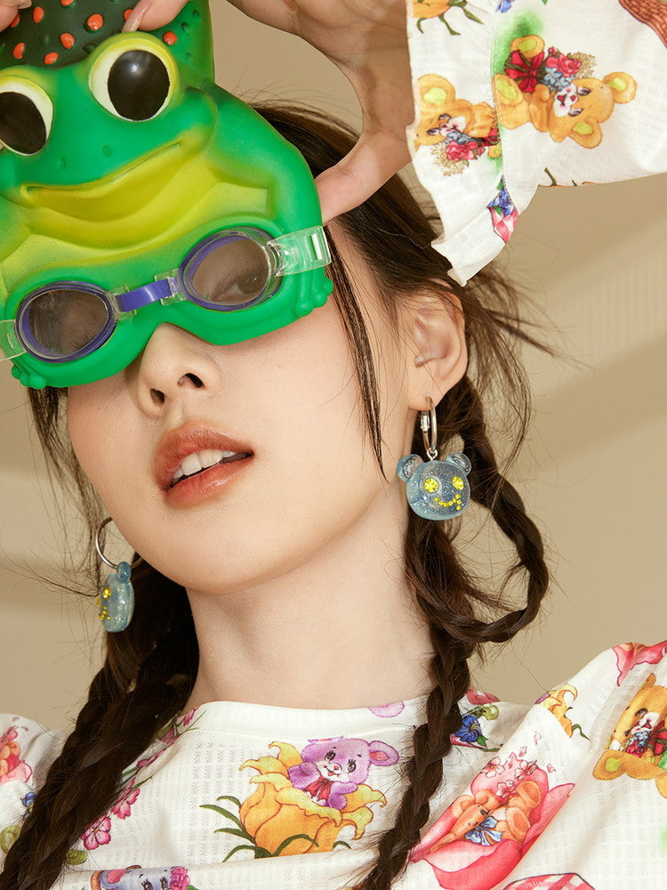 Bear Stone Bijou Beads Fancy Pierced&Earrings&Necklace