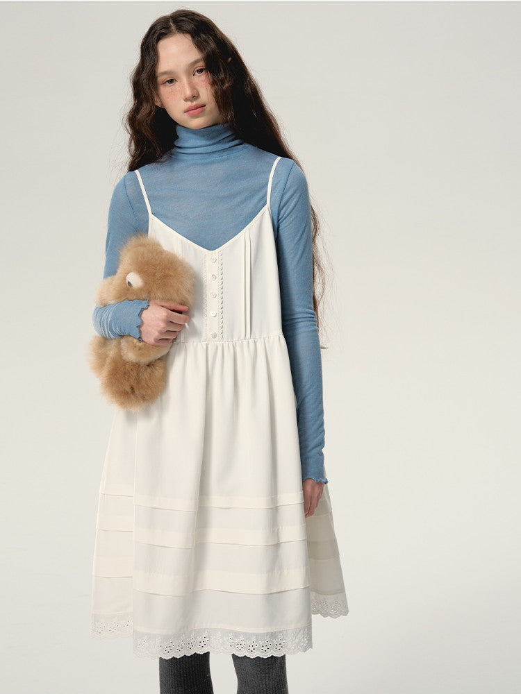 Lace Tiered Natural Simple Layered Camisole-One-Piece