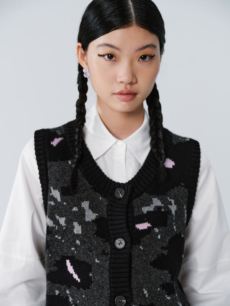 Strickspeckte Asymmetrie-Retro-Weste & Langstrecke