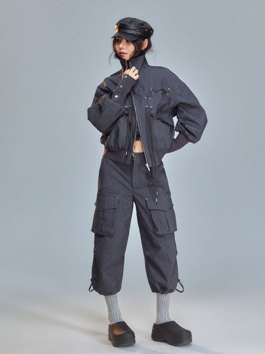 Casual Cropped Side-Pocket Sporty Cargo-Pant