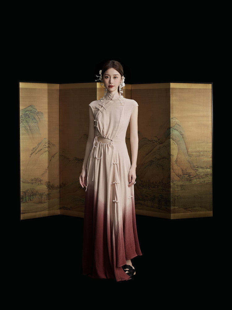 China Drawstring Cut Sexy Gradation Long Dress