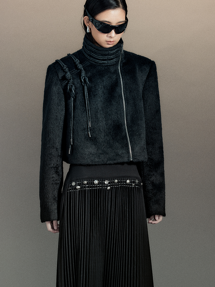 Nichi Rope Stand-Collar Wool High-End Jacket