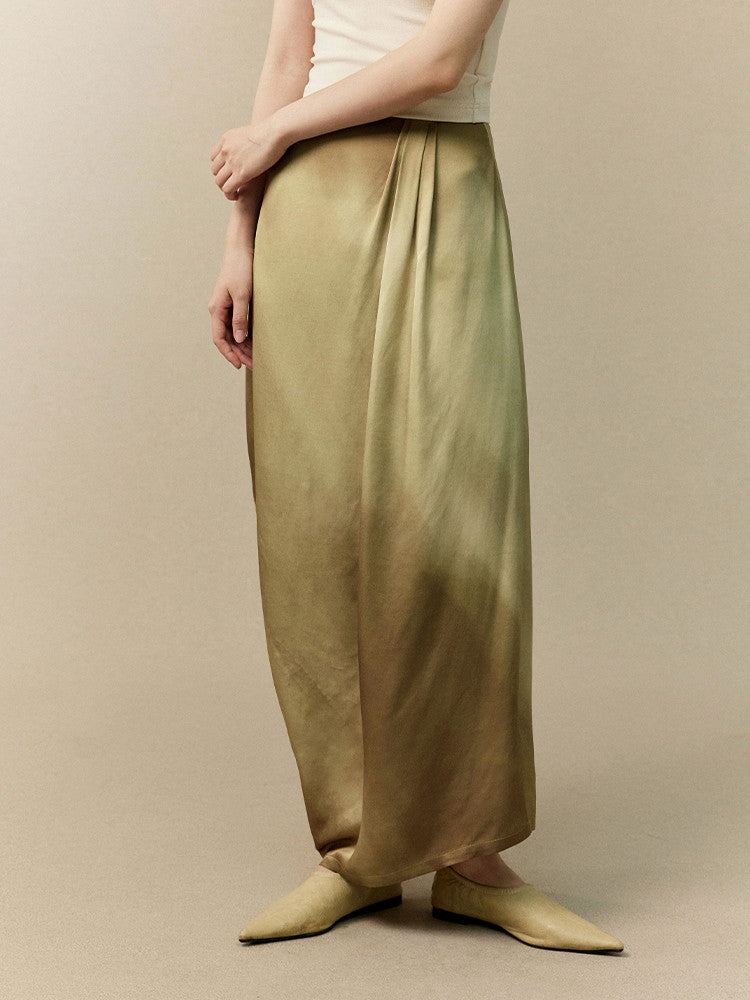 Tie-Dye Marble Retro Asymmetry Balloon Classy Long-Skirt