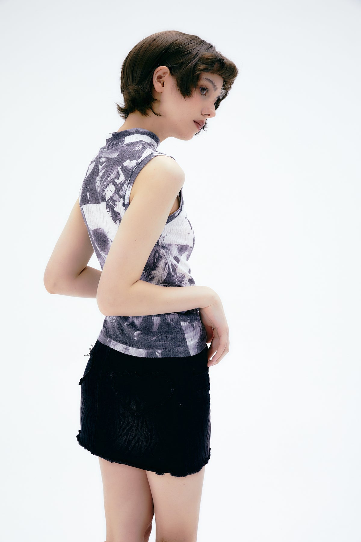 사진 현대 소매 소매 병 넥 탑