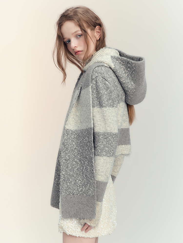 Knit Multi Border Retro Simple Hat&Muffler