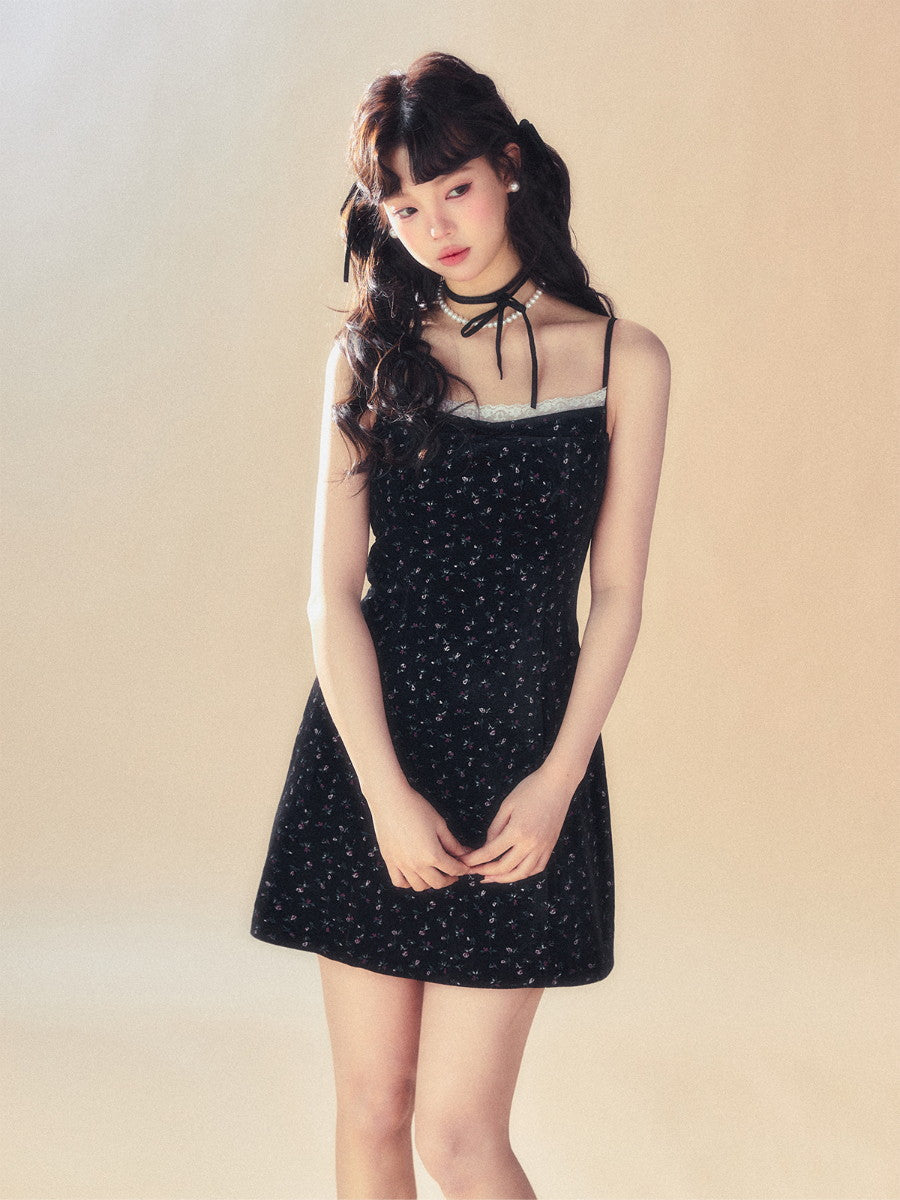 레이스 꽃의 짧은 여성 플레어 카미솔-나이트 피스