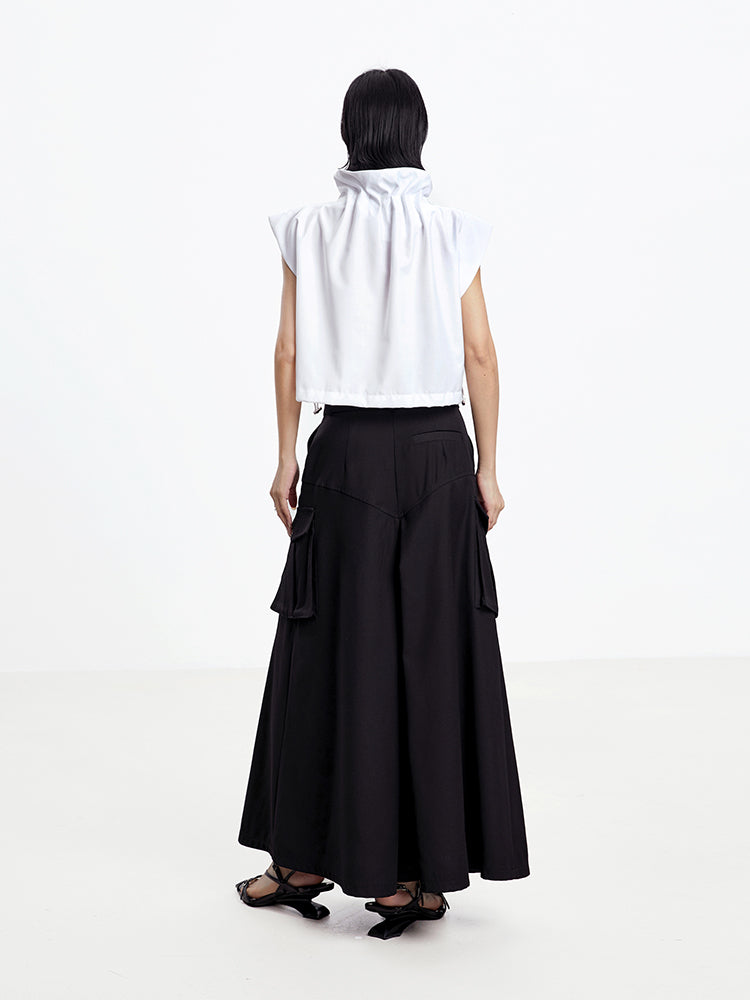 Cool Belt Flare Long-Skirt