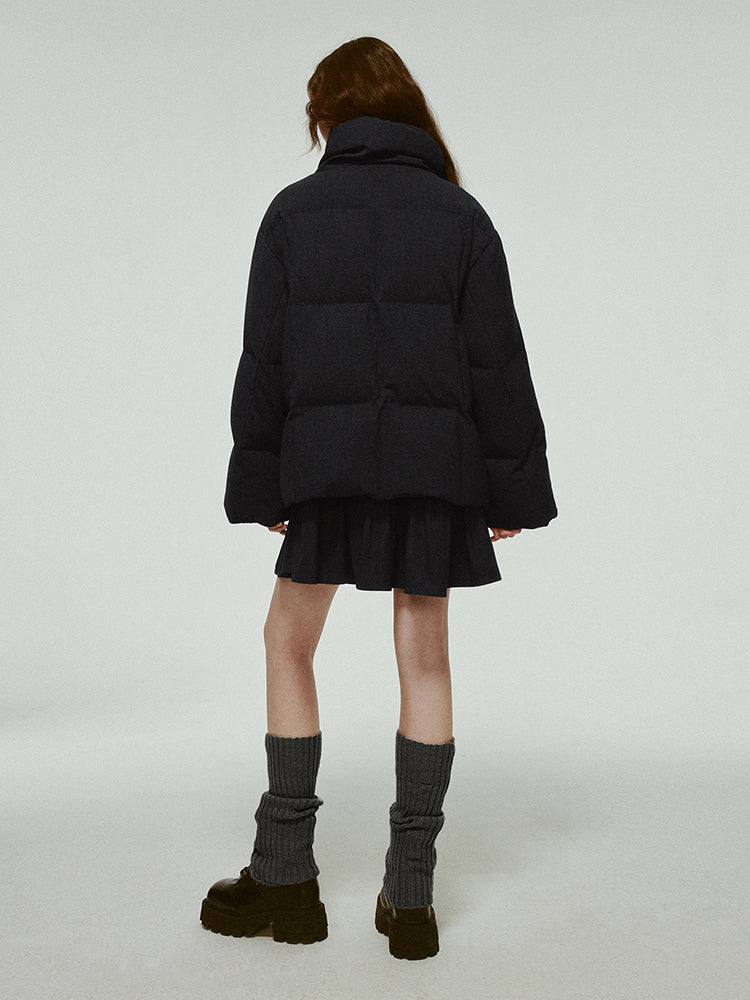 Cotton Casual Plain Wool Simple Down-Jacket