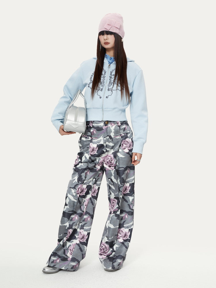 Hoodie Flower Casual Sweat Short Parka