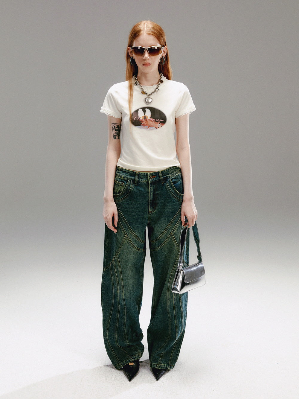Casual einfaches Retro-Print-Shirt