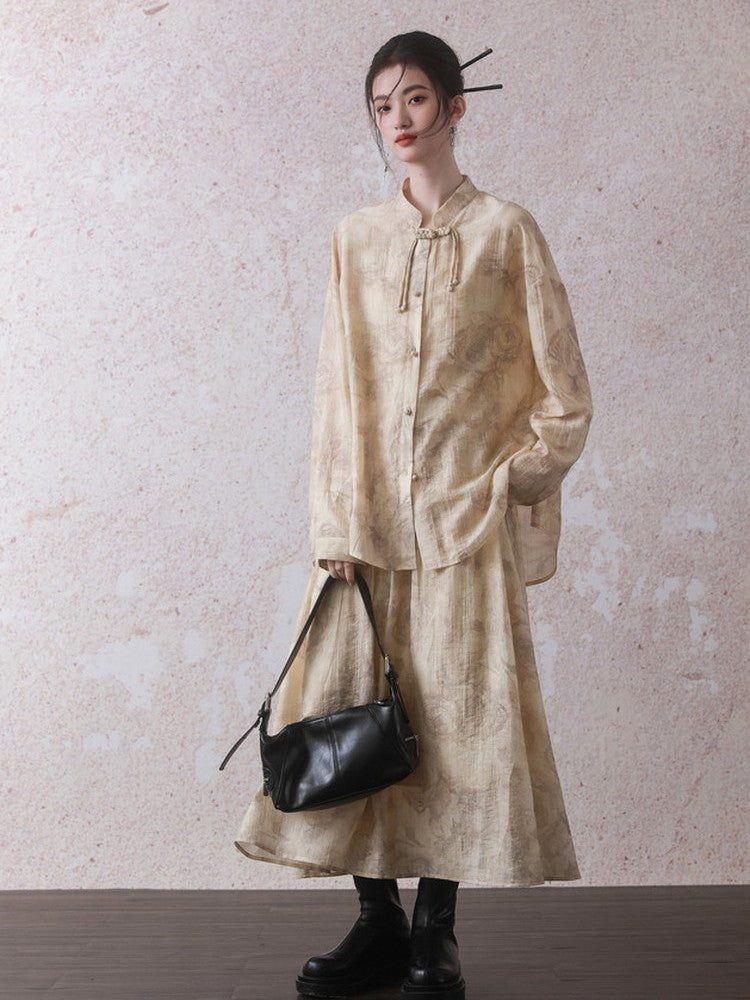 Tie-Dye Ciffon Retro Long-Skirt