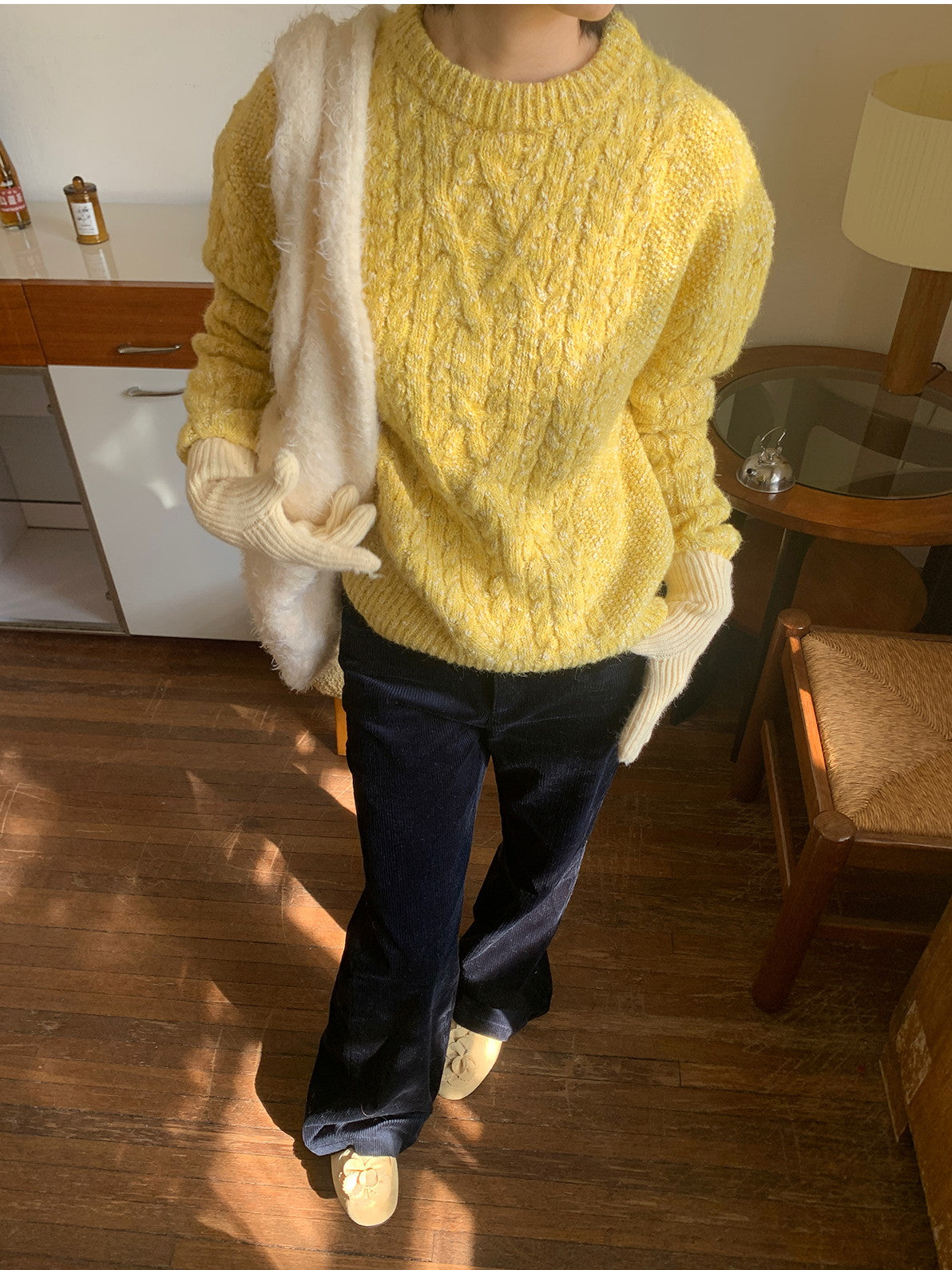 Cwer-Neck Vivid Vintage Simple Chic Cable-Knit