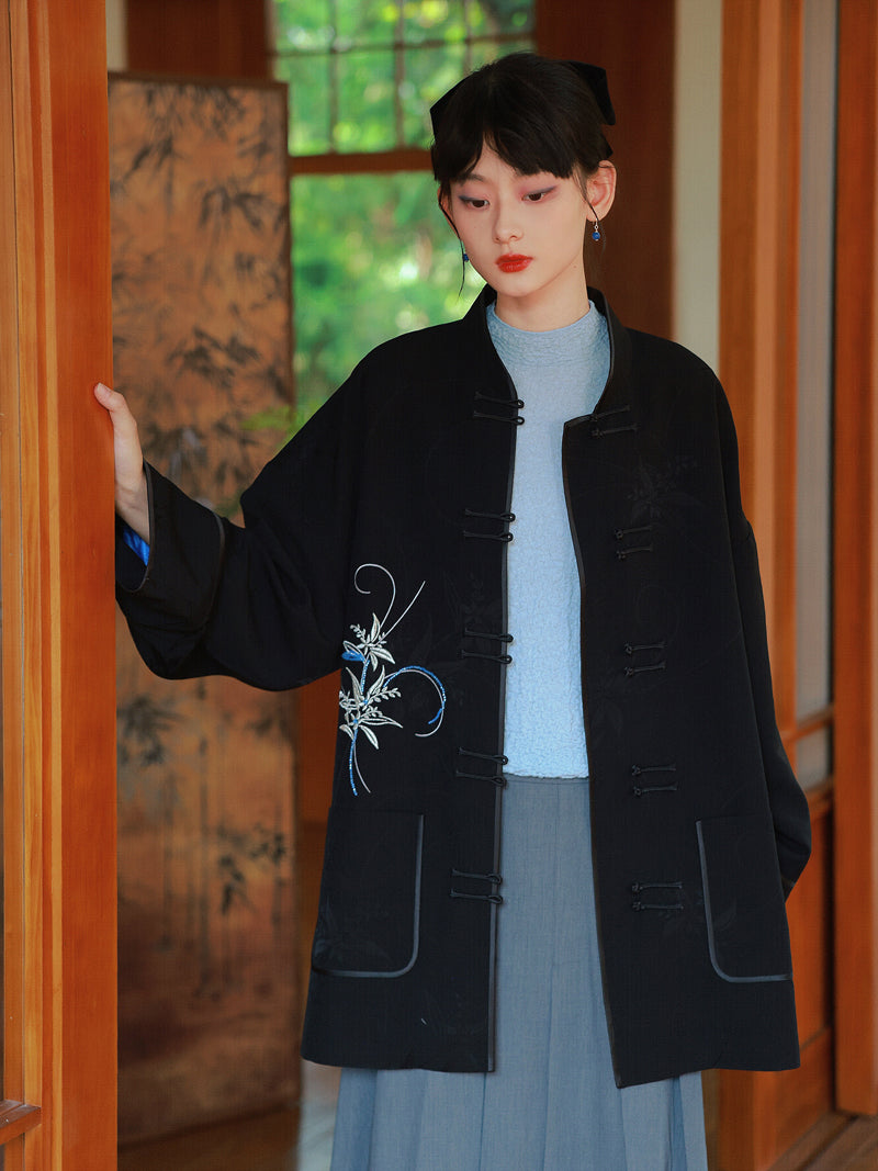 중국 자수 벨벳 고급 대형 재킷