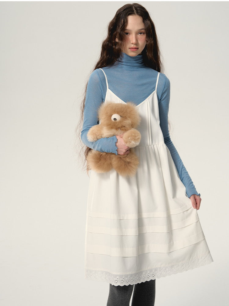 Lace Tiered Natural Simple Layered Camisole-One-Piece