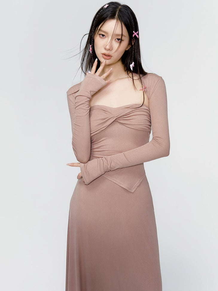 Plain Nichi Tight Set Bolero&Bare-Top&Long-Skirt