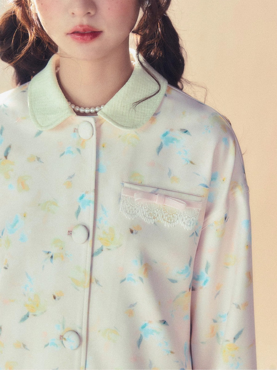Blume Hoodie Retro süße süße mittlere Trenchcoat