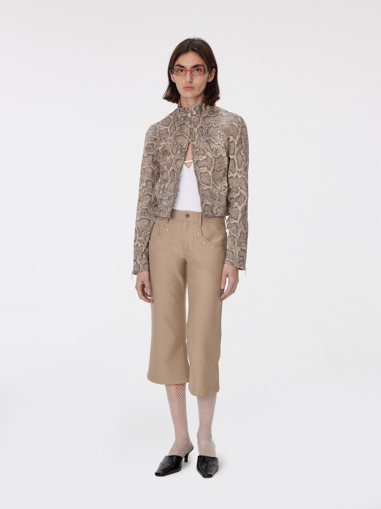 Studs Flare Casual Plain Simple Half-Pants
