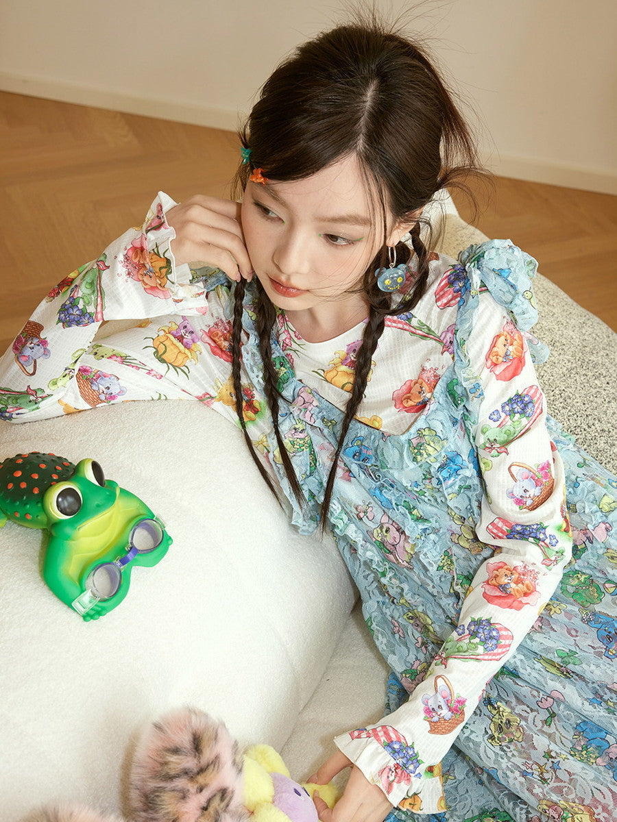 Bear Stone Clear Fancy Pierced Earrings Necklace