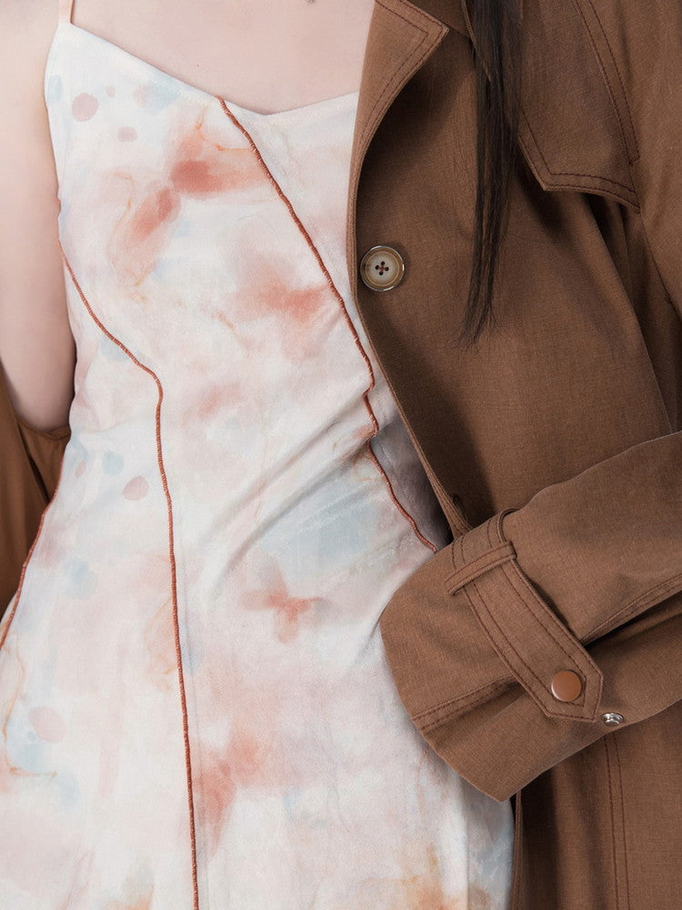 Velvet Floral Camisole Sheer Pale Long Dress
