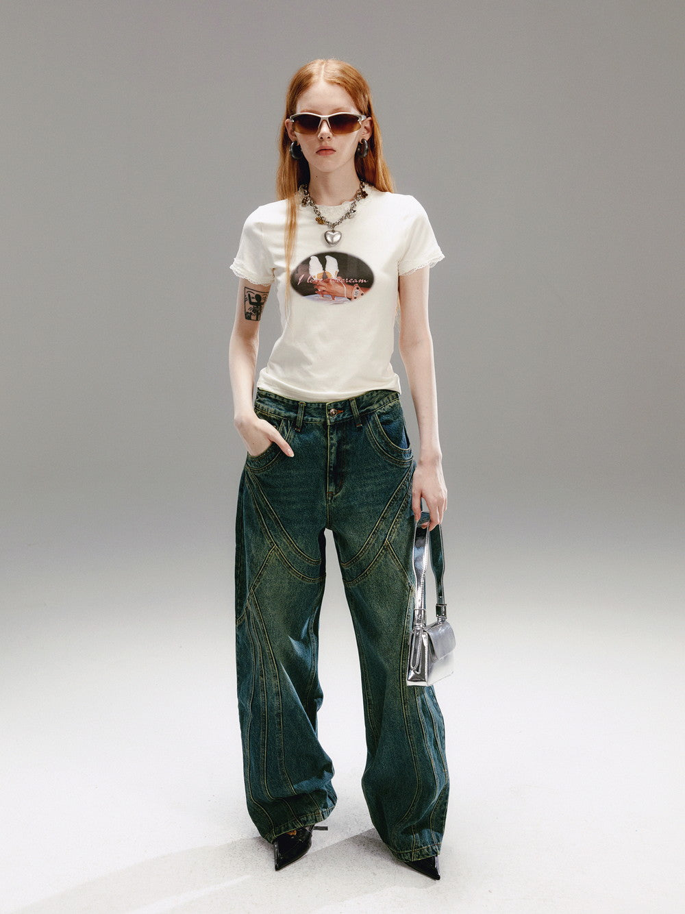 Casual einfaches Retro-Print-Shirt