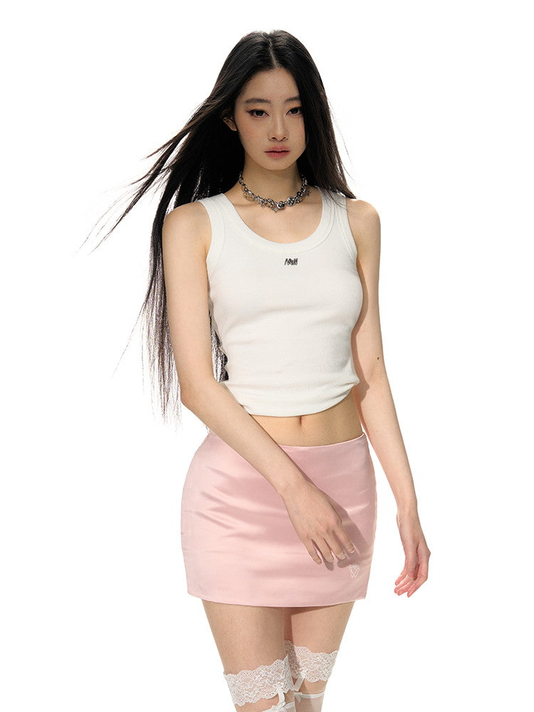U-Neck No-Sleeve Short Casual Tank Top