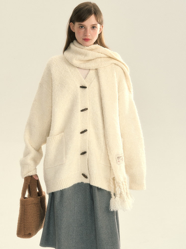 V-Neck Oversize Knit Long Cardigan