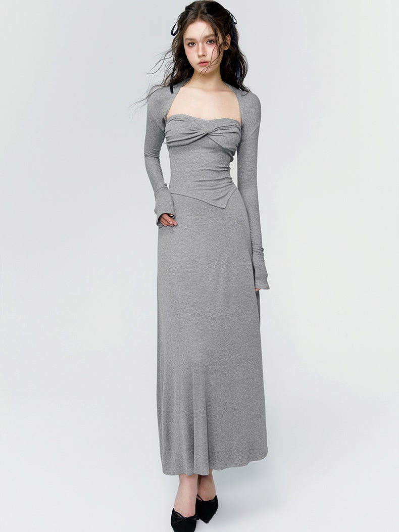 Plain Nichi Tight Set Bolero&Bare-Top&Long-Skirt