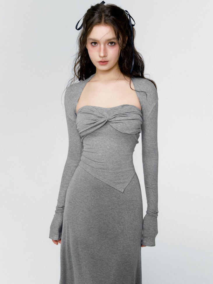 Plain Nichi Tight Set Bolero&Bare-Top&Long-Skirt